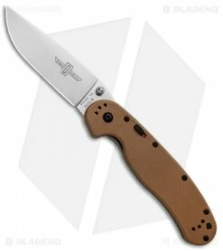 Ontario RAT Model 1A Spring Assisted Knife Coyote Brown G-10 (3.625" Satin)