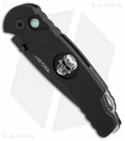 Pro-Tech Lerch TR-5 Skull Custom Spring Assisted Knife Black (3.25" Black Serr) -Kershaw Sales Shop Protech Lerch TR 5 skull custom black black serr BHQ 74506 er spine