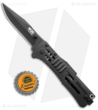 SOG SlimJim Black Assisted Opening Knife (3.18" Black Plain) SJ-32 4 SOG SlimJim Black Assisted Opening Knife (3.18" Black Plain) SJ-32 - Image 4