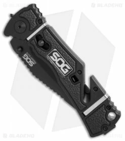 SOG Trident Elite Clip Point Spring Assisted Knife (3.7" Black) TF102 -Kershaw Sales Shop SOG trident elite clip point black TF102 BHQ 21597 er spine