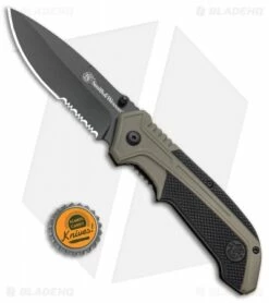 S&W S.A. Thumb Stud Spring Assisted Knife OD Green Aluminum (3.5" Black) -Kershaw Sales Shop SW S.A. Thumb Stud Spring Assisted Knife OD Green Aluminum Black BHQ 93636 kp bottle cap
