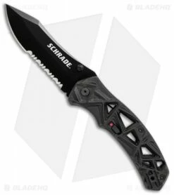 Schrade Shizzle MAGIC Spring Assisted Knife Black (3.375" Black Serr)