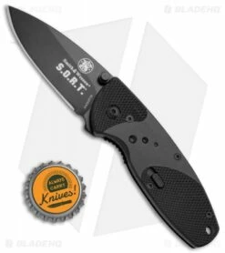 Smith & Wesson Large S.O.R.T. Spring Assisted Knife Black (2.5" Black) -Kershaw Sales Shop Smith Wesson S.O.R.T. Large Black Black SWSORTB BHQ 2119 jr bottlecap