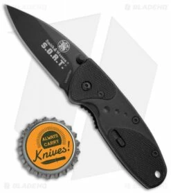 Smith & Wesson Medium S.O.R.T. Spring Assisted Knife Black (2" Black) -Kershaw Sales Shop Smith Wesson S.O.R.T. Medium Black Black SWSORTBM BHQ 4110 jr bottlecap