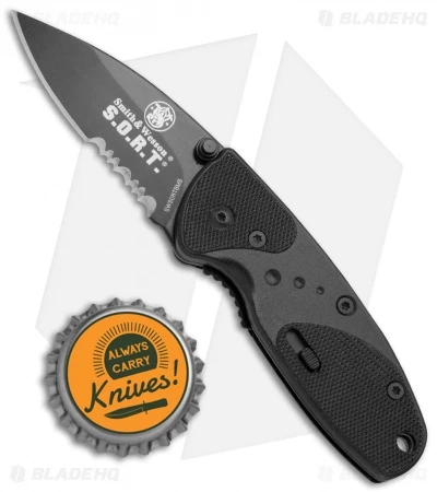 Smith & Wesson Medium S.O.R.T. Spring Assisted Knife Black (2" Black Serr) 4 Smith & Wesson Medium S.O.R.T. Spring Assisted Knife Black (2" Black Serr) - Image 4