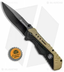 Smith & Wesson Spring Assisted Knife Black & Tan (3.3" Black) 1084302 -Kershaw Sales Shop Smith Wesson SA Black and Tan Black 1084302 BHQ 80708 jr bottlecap 1