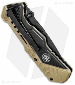 Smith & Wesson Spring Assisted Knife Black & Tan (3.3" Black) 1084302 -Kershaw Sales Shop Smith Wesson SA Black and Tan Black 1084302 BHQ 80708 jr side 1