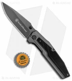 Smith & Wesson Drop Point Spring Assisted Knife Gunmetal (3.6" Gray) 1084300 -Kershaw Sales Shop Smith Wesson SA DP Gray Black 1084300 BHQ 80709 jr bottlecap