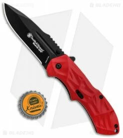 Smith & Wesson Black Ops 3 Red A/O Knife (3.35" Black) SWNKD -Kershaw Sales Shop Smith and Wesson Black Ops LL Red Black SWBLOP3RB BHQ 85066 jr bottlecap