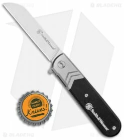 Smith & Wesson Executive Barlow Spring Assisted Black G-10 (2.7" Satin) -Kershaw Sales Shop Smith and Wesson Executive Barlow SA G 10 Handle BHQ 125116 jr bottlecap