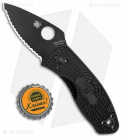 Spyderco Ambitious Lightweight Knife Black FRN (2.25" Black Serr) C148SBBK -Kershaw Sales Shop Spyderco Ambitious Lightweight Black FRN Black Serr BHQ 175381 jr bottlecap