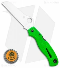 Spyderco Atlantic Salt Folding Dive Knife Green FRN (3.69" Satin LC200N) -Kershaw Sales Shop Spyderco Atlantic Salt Folding Dive Knife Green FRN 3.69 Satin LC200N BHQ 116277 LS Bottlecap