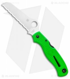 Spyderco Atlantic Salt Folding Dive Knife Green FRN (3.69" Satin Serr LC200N)