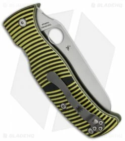Spyderco Caribbean Sheepsfoot Knife Black/Yellow G-10 (Satin Full Serr) C217GSSF 6 Spyderco Caribbean Sheepsfoot Knife Black/Yellow G-10 (Satin Full Serr) C217GSSF -Kershaw Sales Shop Spyderco Caribbean Sheepsfoot Compression Lock Black Yellow G 10 Satin Serr C217GSSF BHQ 67356 jr side