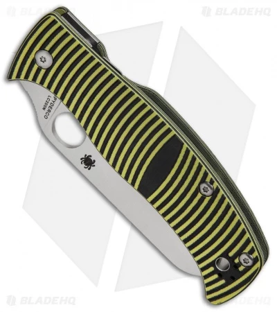 Spyderco Caribbean Sheepsfoot Knife Black/Yellow G-10 (Satin Full Serr) C217GSSF 2 Spyderco Caribbean Sheepsfoot Knife Black/Yellow G-10 (Satin Full Serr) C217GSSF - Image 2