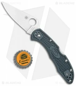 Spyderco Delica 4 Knife Flat Ground Dark Gray FRN (2.88" Satin CRU-WEAR) C11PDGY -Kershaw Sales Shop Spyderco Delica 4 Flat Ground Dark Gray Satin C11PDGY BHQ 100489 jr bottlecap
