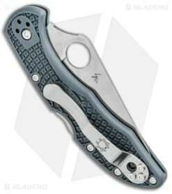 Spyderco Delica 4 Knife Flat Ground Dark Gray FRN (2.88" Satin CRU-WEAR) C11PDGY -Kershaw Sales Shop Spyderco Delica 4 Flat Ground Dark Gray Satin C11PDGY BHQ 100489 jr side