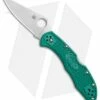 Spyderco Delica 4 Knife Flat Ground Green FRN (2.88" Satin Plain) C11FPGR