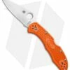 Spyderco Delica 4 Knife Flat Ground Orange FRN (2.88" Satin) C11FPOR
