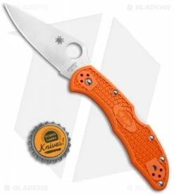Spyderco Delica 4 Knife Flat Ground Orange FRN (2.88" Satin) C11FPOR -Kershaw Sales Shop Spyderco Delica 4 Ground Orange FRN Satin C11FPOR BHQ 10397 jr bottlecap