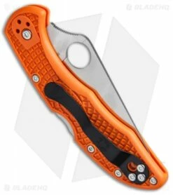 Spyderco Delica 4 Knife Flat Ground Orange FRN (2.88" Satin) C11FPOR -Kershaw Sales Shop Spyderco Delica 4 Ground Orange FRN Satin C11FPOR BHQ 10397 jr side