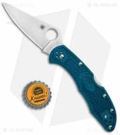 Spyderco Delica 4 Knife Flat-Ground Blue FRN (2.88" Satin K390) C11FPK390 -Kershaw Sales Shop Spyderco Delica 4 Knife Flat Ground Blue FRN Satin C11FPK390 BHQ 112405 jr bottlecap