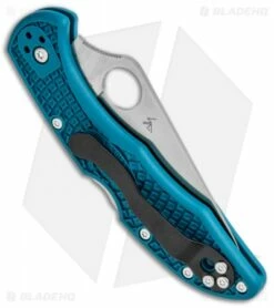 Spyderco Delica 4 Knife Flat-Ground Blue FRN (2.88" Satin K390) C11FPK390 -Kershaw Sales Shop Spyderco Delica 4 Knife Flat Ground Blue FRN Satin C11FPK390 BHQ 112405 jr side