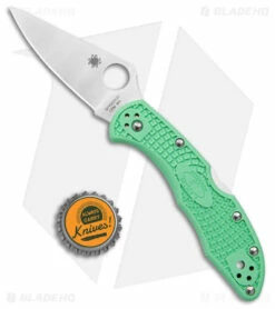 Spyderco Delica 4 M4 Lock Back Knife Mint FRN (2.88" Satin M4) C11FPGRM4 -Kershaw Sales Shop Spyderco Delica 4 Knife Flat Ground Jade FRN Satin BHQ 175345 jr bottlecap