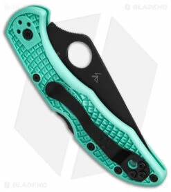 Spyderco S30V Delica 4 Lightweight Lockback Knife Tantalizing Teal (2.88" BLK) -Kershaw Sales Shop Spyderco Delica 4 Lightweight Knife Tantalizing Teal FRN 2in Black BHQ 146408 td side
