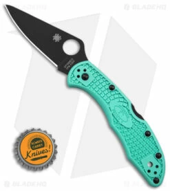 Spyderco S30V Delica 4 Lightweight Lockback Knife Tantalizing Teal (2.88" BLK) -Kershaw Sales Shop Spyderco Delica 4 Lightweight Knife Tantalizing Teal FRN 2in Black BHQ 146408 td size