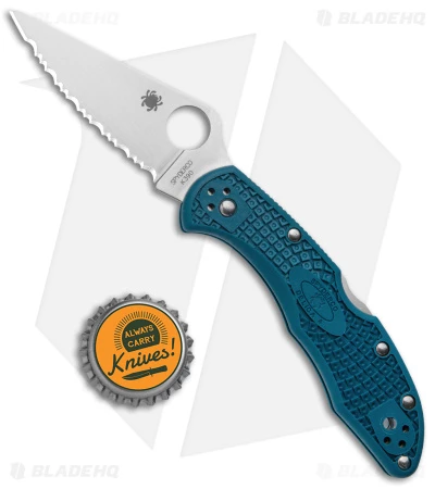 Spyderco Delica 4 Lightweight Lockback Knife Blue FRN (2.9" Serr) C11FSK390 4 Spyderco Delica 4 Lightweight Lockback Knife Blue FRN (2.9" Serr) C11FSK390 - Image 4