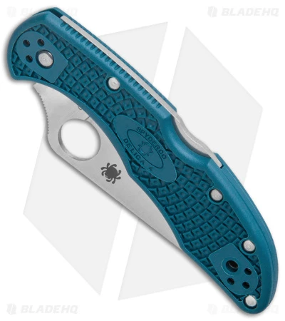 Spyderco Delica 4 Lightweight Lockback Knife Blue FRN (2.9" Serr) C11FSK390 2 Spyderco Delica 4 Lightweight Lockback Knife Blue FRN (2.9" Serr) C11FSK390 - Image 2