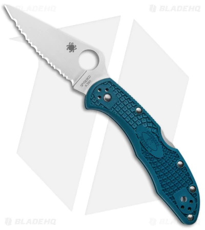 Spyderco Delica 4 Lightweight Lockback Knife Blue FRN (2.9" Serr) C11FSK390 1 Spyderco Delica 4 Lightweight Lockback Knife Blue FRN (2.9" Serr) C11FSK390