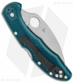 Spyderco Delica 4 Lightweight Wharncliffe Knife Blue FRN (2.9" Satin) C11FPWK390 -Kershaw Sales Shop Spyderco Delica 4 Lightweight Wharncliffe Blue FRN Satin C11FPWK390 BHQ 121023 jr side