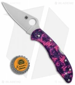 Spyderco Delica 4 Knife Flat Ground Zome Pink/Purple FRN (2.88" VG10) C11ZFPPN -Kershaw Sales Shop Spyderco Delica 4 Pink Purple FRN satin BHQ 76575 er bottlecap