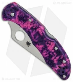 Spyderco Delica 4 Knife Flat Ground Zome Pink/Purple FRN (2.88" VG10) C11ZFPPN -Kershaw Sales Shop Spyderco Delica 4 Pink Purple FRN satin BHQ 76575 er spine