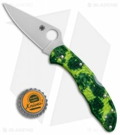 Spyderco Delica 4 Knife Flat Ground Zome Green/Yellow FRN (2.8" S30V) C11ZFPYL -Kershaw Sales Shop Spyderco Delica 4 Zome Green Yellow FRN satin BHQ 76574 er bottlecap