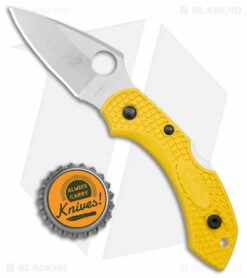 Spyderco Dragonfly 2 Salt Lockback Knife Yellow FRN (2.25" Satin H2) C28PYL2 -Kershaw Sales Shop Spyderco Dragonfly 2 Salt Yellow FRN Satin BHQ 9301 jr bottlecap