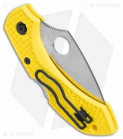 Spyderco Dragonfly 2 Salt Lockback Knife Yellow FRN (2.25" Satin H2) C28PYL2 -Kershaw Sales Shop Spyderco Dragonfly 2 Salt Yellow FRN Satin BHQ 9301 jr side