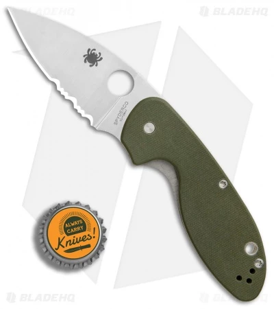 Spyderco Efficient Liner Lock Knife Green G-10 (3" Satin Serr) C216GPSGR 4 Spyderco Efficient Liner Lock Knife Green G-10 (3" Satin Serr) C216GPSGR - Image 4