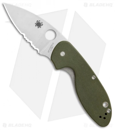 Spyderco Efficient Liner Lock Knife Green G-10 (3" Satin Serr) C216GPSGR 1 Spyderco Efficient Liner Lock Knife Green G-10 (3" Satin Serr) C216GPSGR
