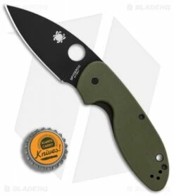 Spyderco Efficient Liner Lock Knife Green G-10 (3" Black) C216GPGRBK -Kershaw Sales Shop Spyderco Efficient Green G10 Plain Black BHQ 85708 er bottlecap