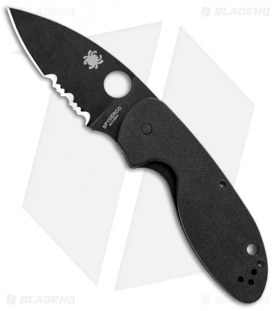 Spyderco Efficient Liner Lock Knife Black G-10 (3" Black Serr) C216GPSBBK 1 Spyderco Efficient Liner Lock Knife Black G-10 (3" Black Serr) C216GPSBBK