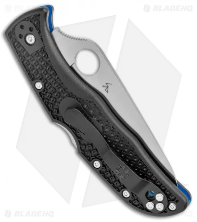 Spyderco Endela Thin Blue Line Knife Black FRN (3.4" Serr Satin) C243FPSBKBL 3 Spyderco Endela Thin Blue Line Knife Black FRN (3.4" Serr Satin) C243FPSBKBL - Image 3