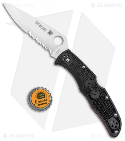 Spyderco Endura 4 Thin Red Line Knife Black FRN (3.75" Serr Satin) C10FPSBKRD 4 Spyderco Endura 4 Thin Red Line Knife Black FRN (3.75" Serr Satin) C10FPSBKRD - Image 4