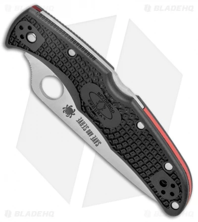Spyderco Endura 4 Thin Red Line Knife Black FRN (3.75" Serr Satin) C10FPSBKRD 2 Spyderco Endura 4 Thin Red Line Knife Black FRN (3.75" Serr Satin) C10FPSBKRD - Image 2