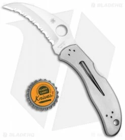 Spyderco Harpy Lockback Knife Stainless Steel (2.75" Satin Full Serr) C08S -Kershaw Sales Shop Spyderco Harpy LB SS Satin Full Serr C08S BHQ 7476 jr bottlecap