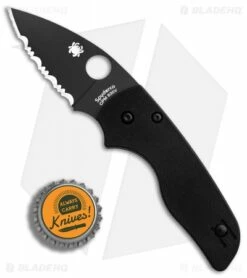Spyderco Lil' Native Compression Lock Knife G-10 (2.5" Black Serr) C230GSBBK -Kershaw Sales Shop Spyderco Lil Native Black G10 Black Serr BHQ 81521 er bottlecap