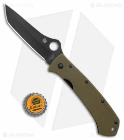 Spyderco Lum Liner Lock Tanto Knife OD Green G-10 (3.9" Black M390) C46GPODBK -Kershaw Sales Shop Spyderco Lum Tanto OD Green G 10 Black BHQ 175492 jr bottlecap 2