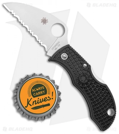 Spyderco ManBug Wharncliffe Lockback Knife Black FRN (1.9" Serr Satin) MBKWS 4 Spyderco ManBug Wharncliffe Lockback Knife Black FRN (1.9" Serr Satin) MBKWS - Image 4